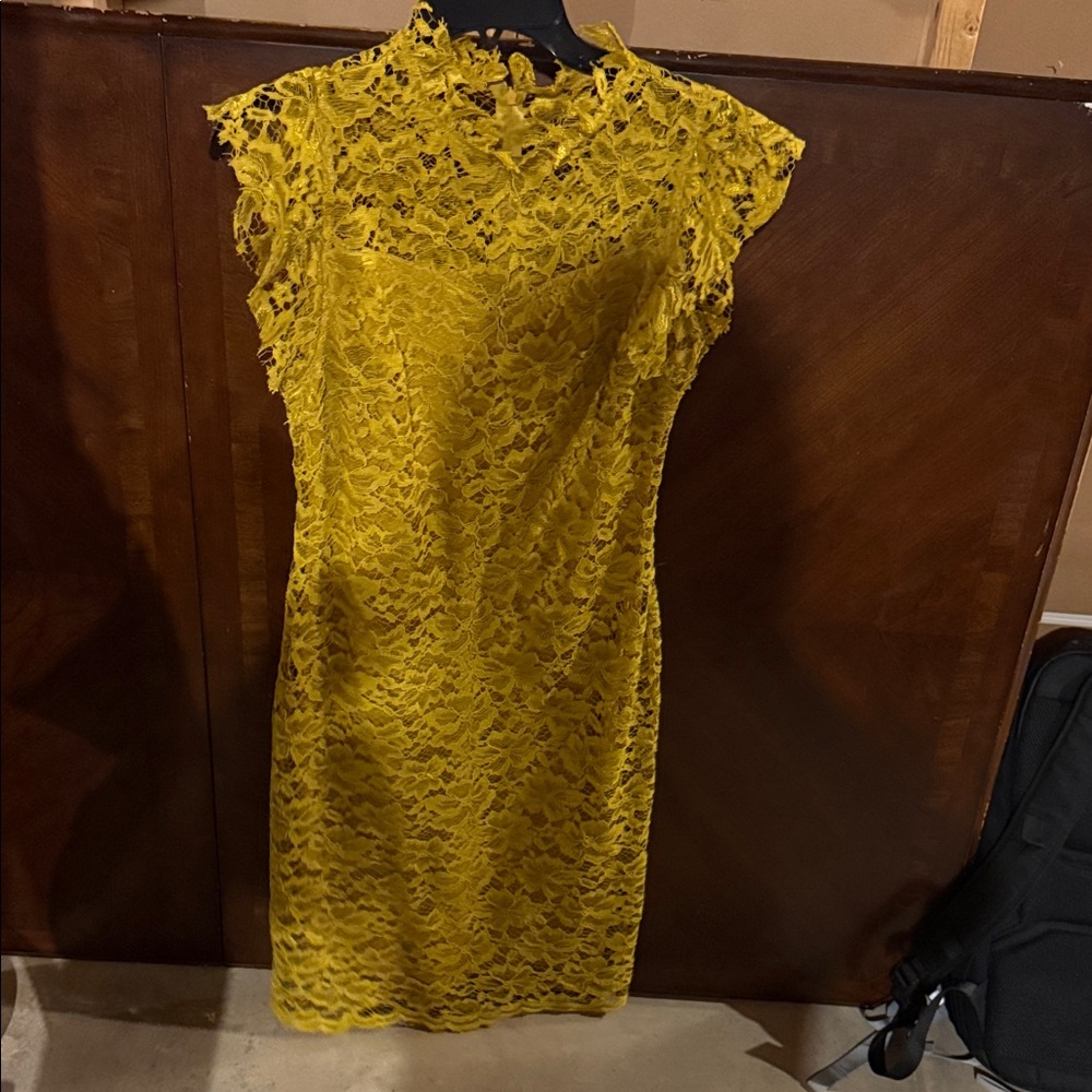 Elegant Yellow Lace Dress